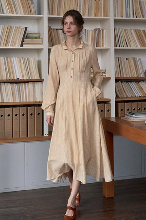 Collar texture long dress