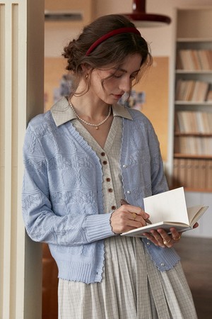 V-neck lazy cardigan_2color