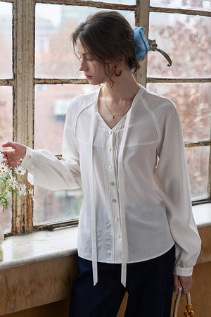 Strap puff sleeve blouse