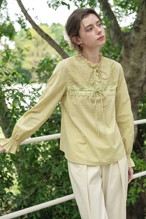 Strap long-sleeved blouse