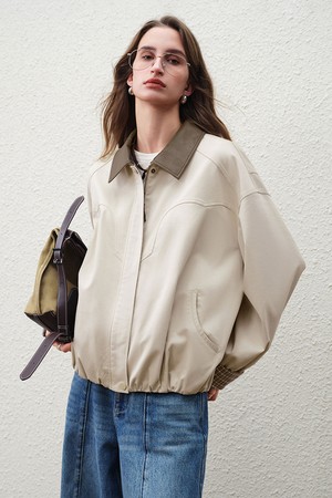 Contrast collar blouson