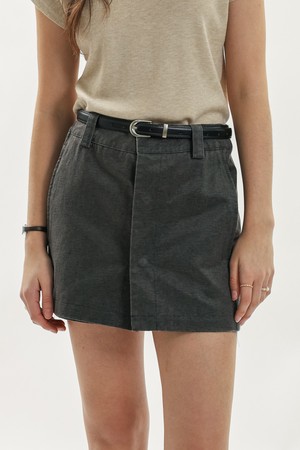 Draped mini skirt pants_CHARCOAL