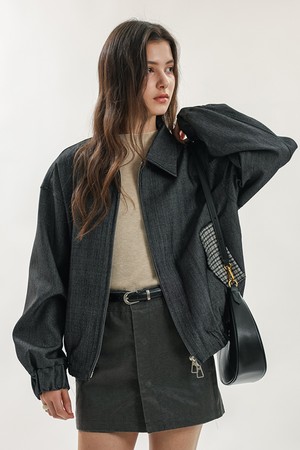 Zip-up blouson jacket_CHARCOAL