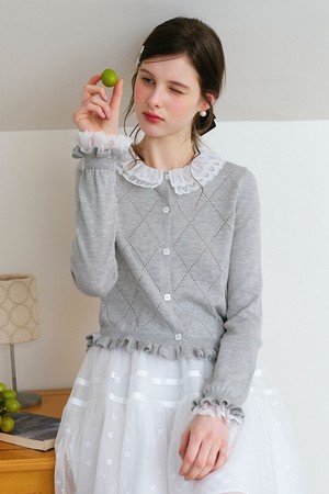 Lace flower button cardigan