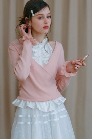 Cross-strapped knitted cardigan