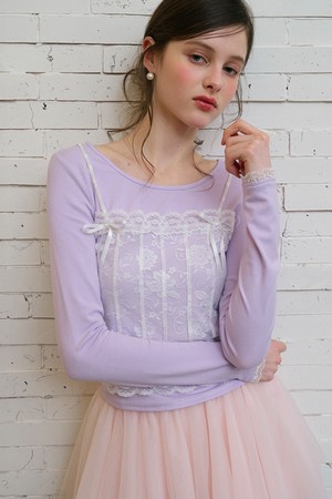 Pastel lace long sleeve top