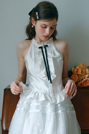 Ruffle halter neck blouse