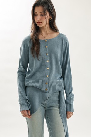 Knit cardigan shawl set_4color