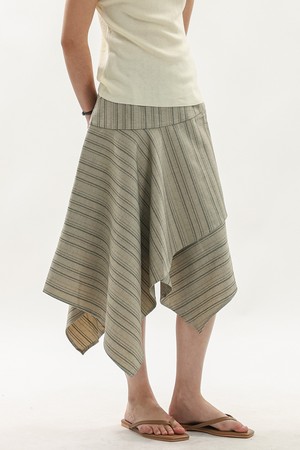 Striped irregular hem skirt_2color