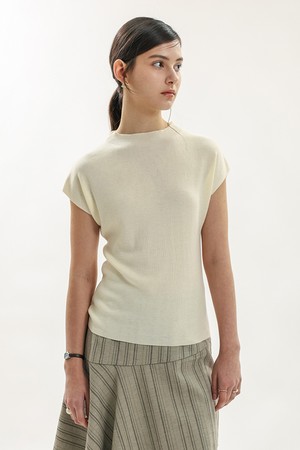 Cap sleeve mock neck knit_3color