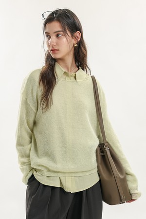 Minimal round neck knit top_2color