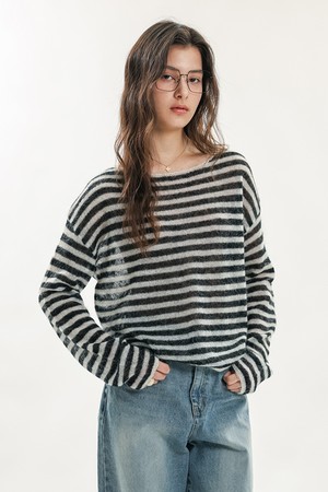 Minimal round neck knit top_2color