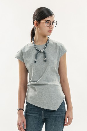 Asymmetric cap sleeve top_2color