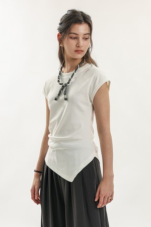 Asymmetric cap sleeve top_2color