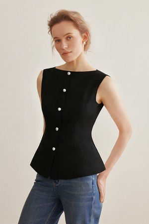 Pearl buckle commute vest_2color