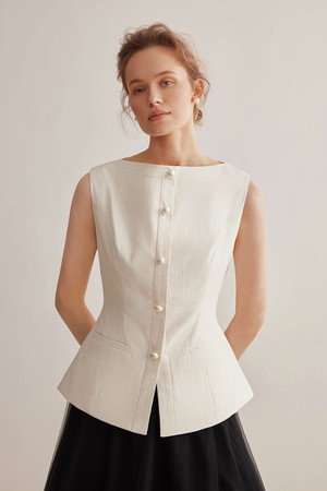 Pearl buckle commute vest_2color