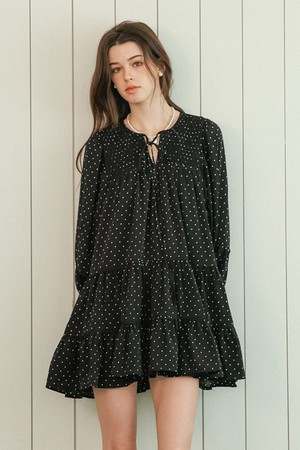 Polka dot tiered mini dress_2color