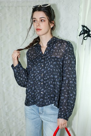 Soft sheer floral blouse_2color