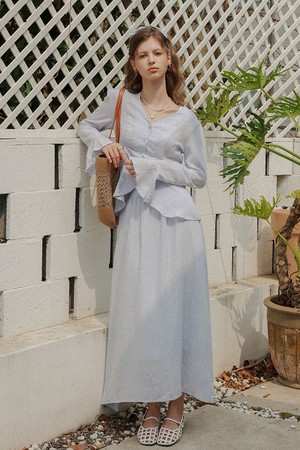 Feminine shirt and skirt set_BLUE