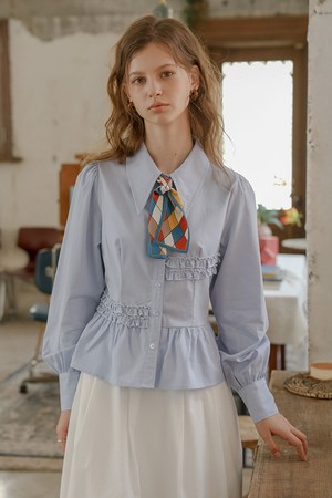 Blue collared peplum shirt