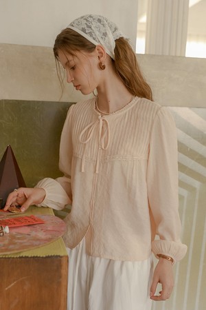 Peach feminine ribbon shirt_PINK