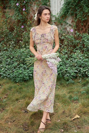 Paint blend floral dress