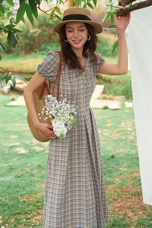 Ballad plaid v-neck dress