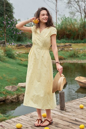 Waist slim a-line dress