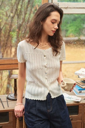 Breathable knit cardigan_2color