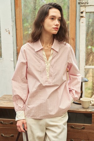Lapel pullover shirt_2color