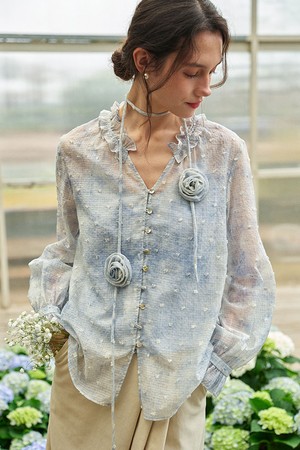 Polka dot tulle blouse