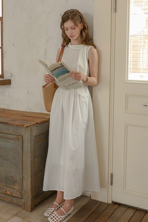 Sleeveless ribbon tie dress_2color