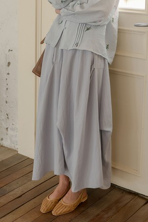 Flowy draped midi skirt_2color