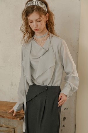 Soft waterfall drape shirt_BLUE GRAY