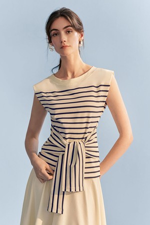 YY_Striped lace-up top