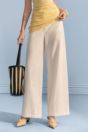 YY_Loose straight white pants