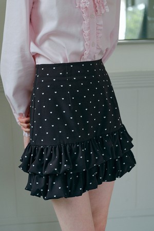 Heart pattern ruffle skirt