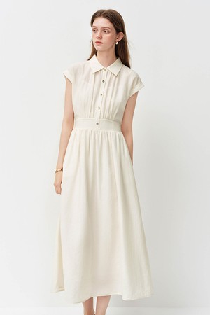 Collar sleeveless button long dress_2color