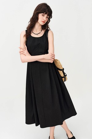 Chic sleeveless fit flare dress_2color