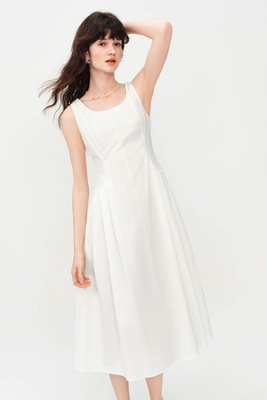 Chic sleeveless fit flare dress_2color