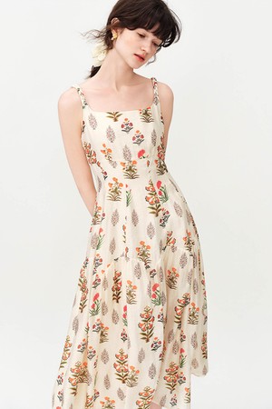 Floral slip long dress_IVORY