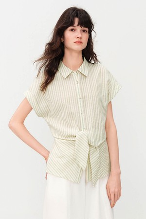 Relaxed fit stripe tie shirt_2color