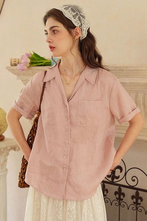 Fried color lace collar shirt