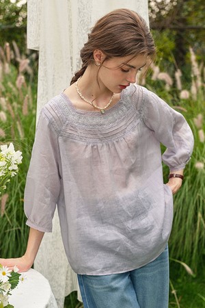 Literary lace square neck top