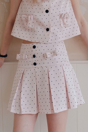 Cest_Polka dot a-line pleated skirt