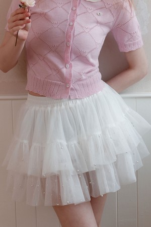 Cest_Beaded tulle skirt