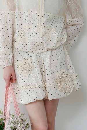 Cest_Polka dot ruffle balloon pants