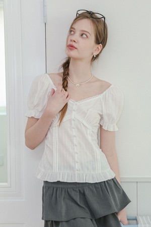 Sweet puff sleeve blouse_2color