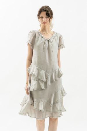 Layered ruffle ribbon dress_2color