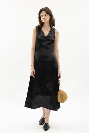 Silky lace line dress_3color